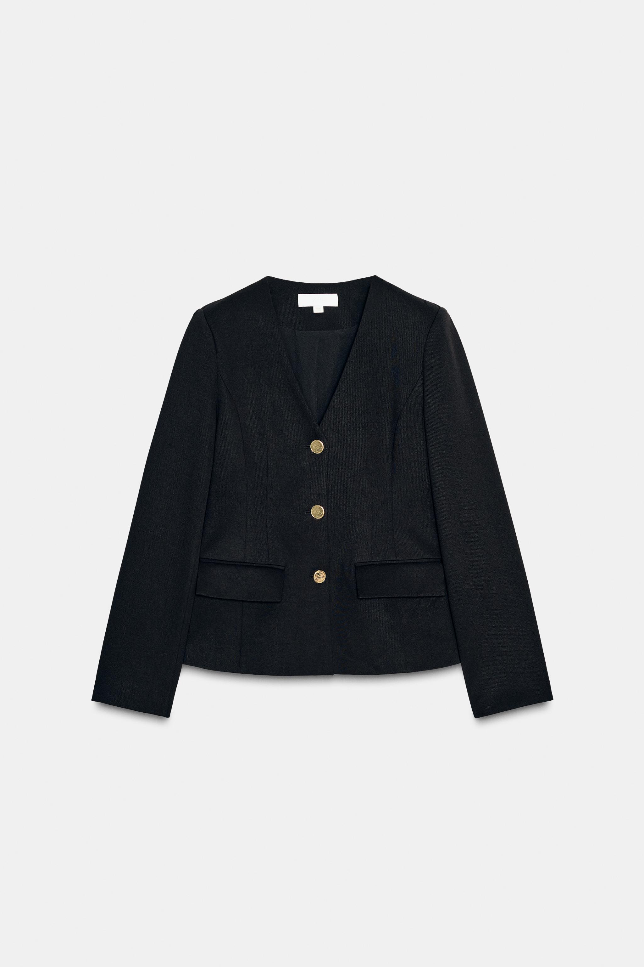 CROPPED BLAZER WITH SHOULDER PADS